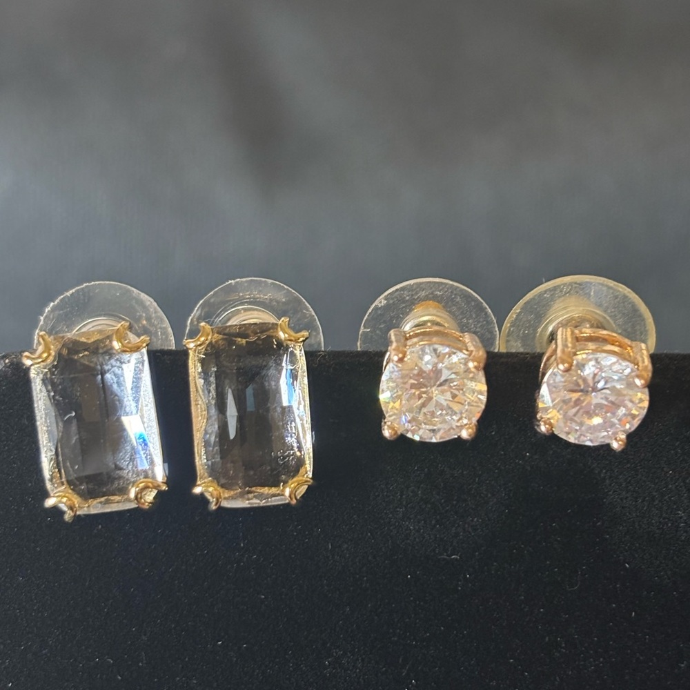 Elegant Gold and Silver Stud Earrings Set